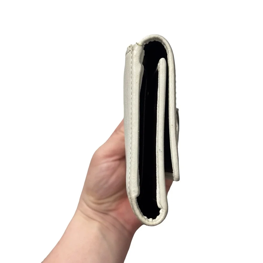 Coach Soho White Leather Buckle Slim Envelope Wallet OS Silver Hardware